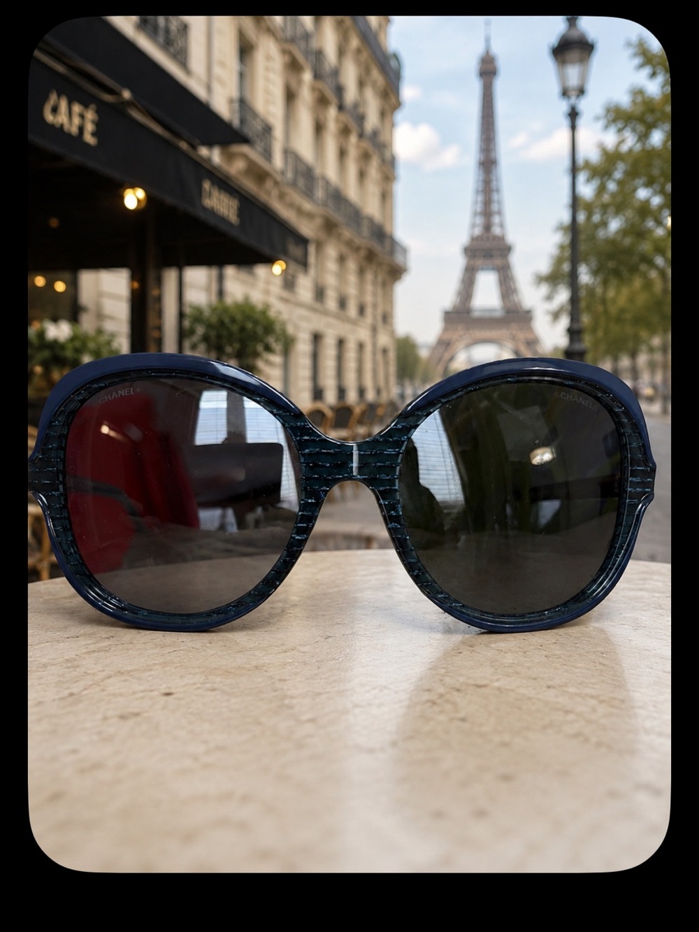 CHANEL Women's Oversized Round Sunglasses in Dark Blue channel 5320 c1515/s2 🇮🇹